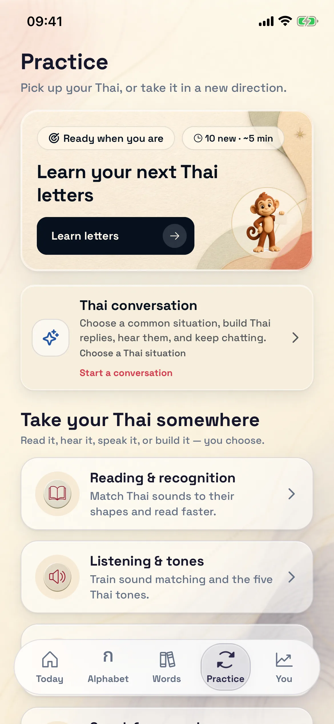 ThaiHabit øvelsesskærm