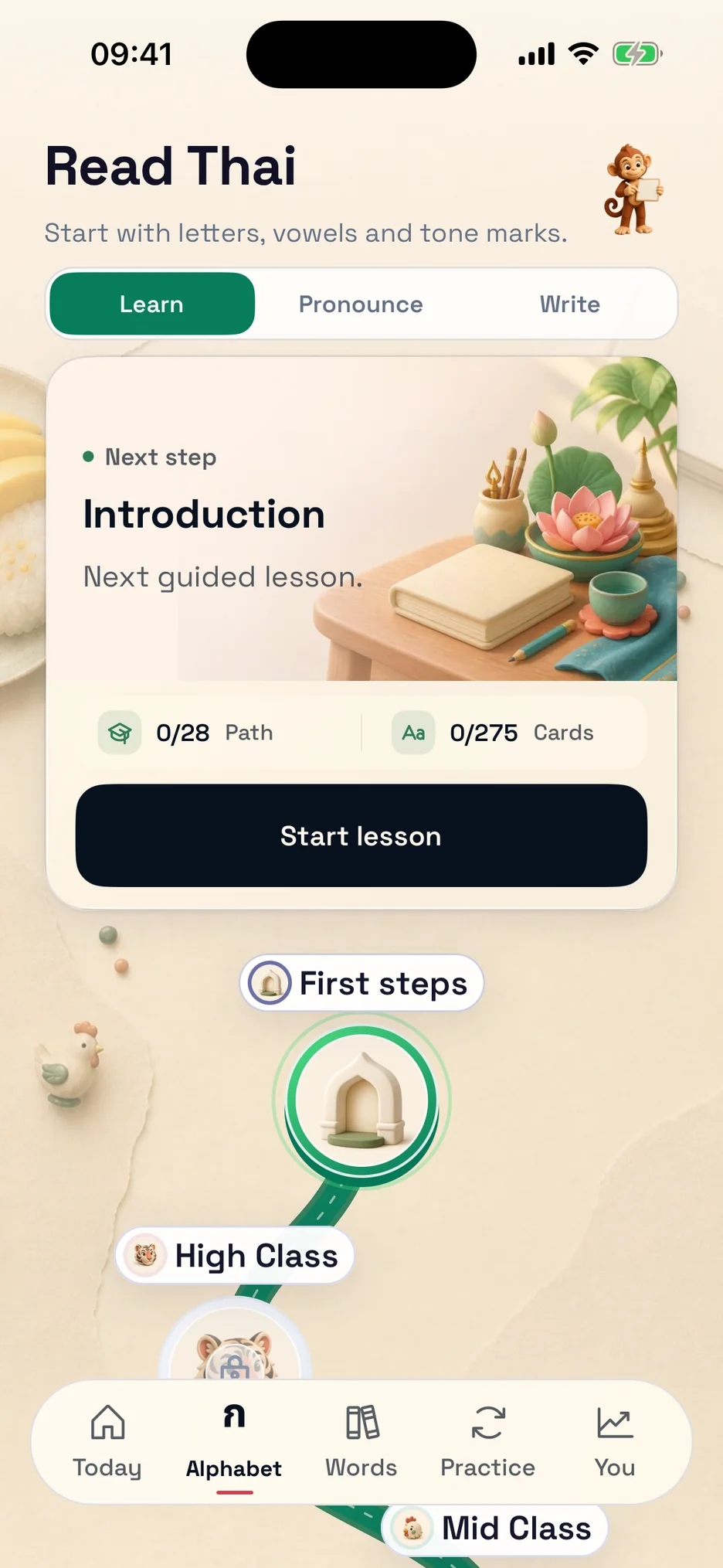 ThaiHabit learning path screen